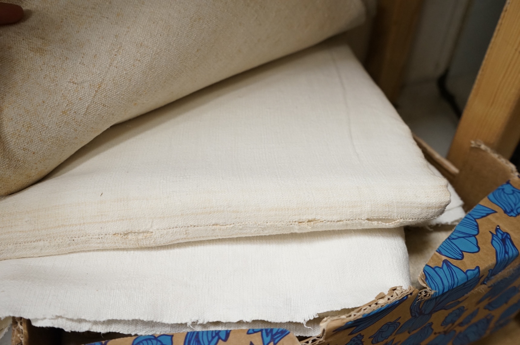 Six coarse French provincial linen sheets